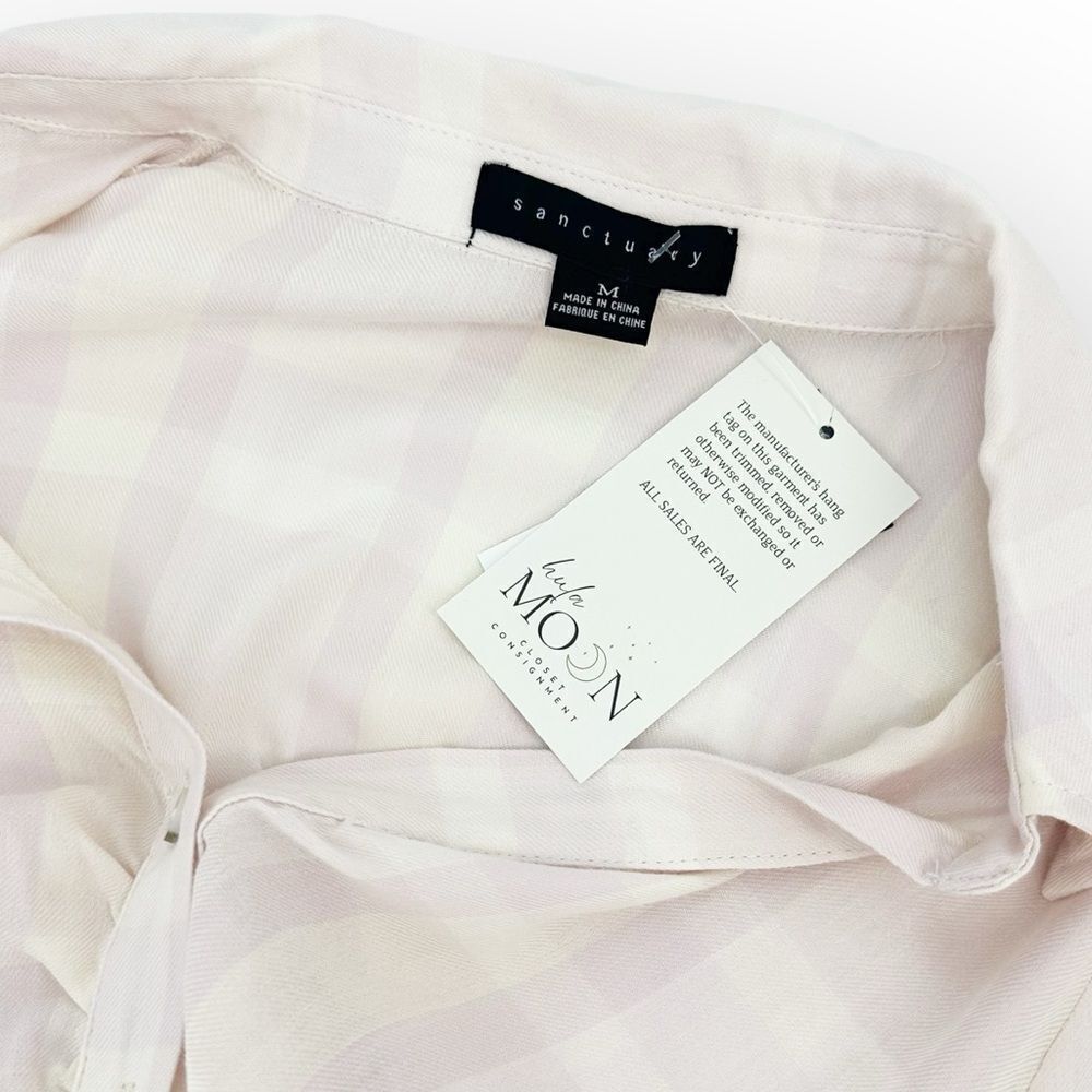 SANCTUARY CLOTHING NWT WOMENS WHISPER PLAID RUCHED BOYFRIEND SHIRT- size M - Picture 10 of 11